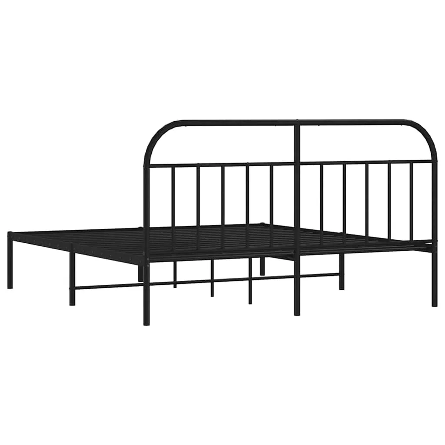 Cadre de lit métal sans matelas avec tête de lit noir 183x213cm - 8