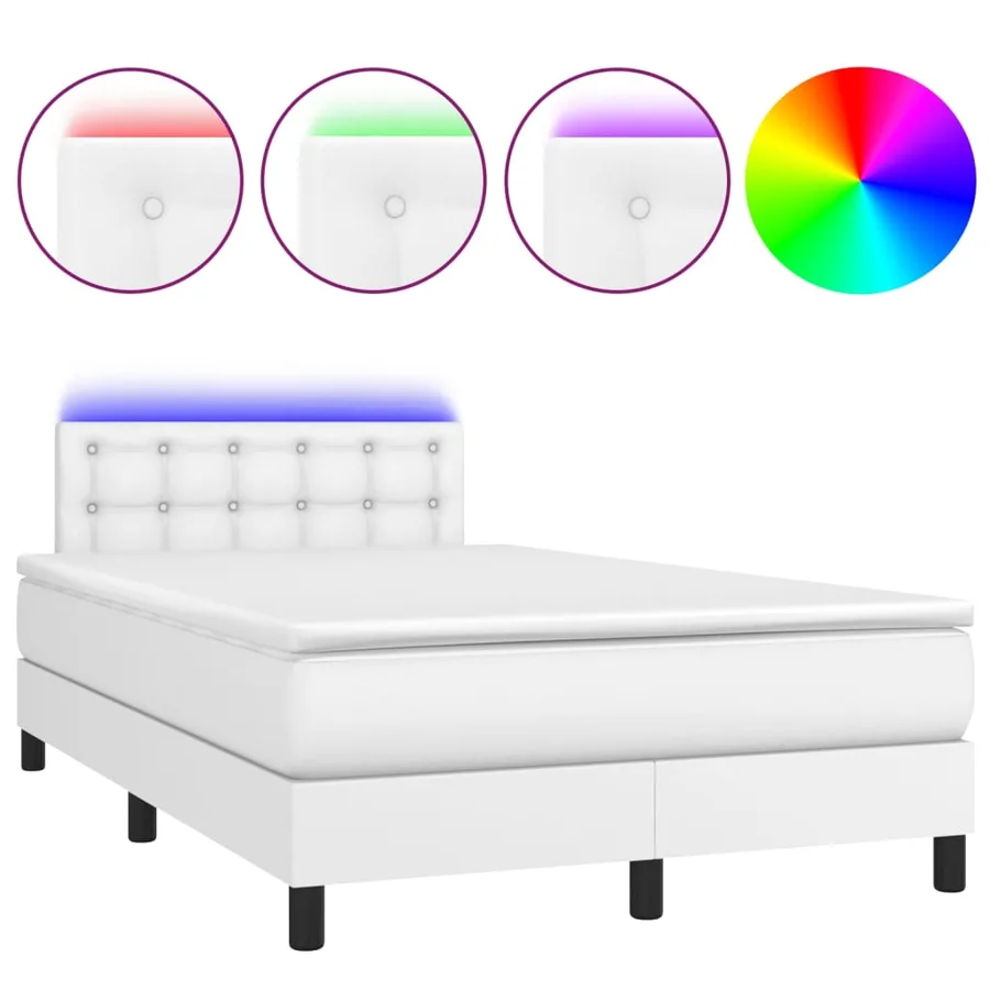 Sommier à lattes de lit avec matelas et LED Blanc 120x200 cm - 2
