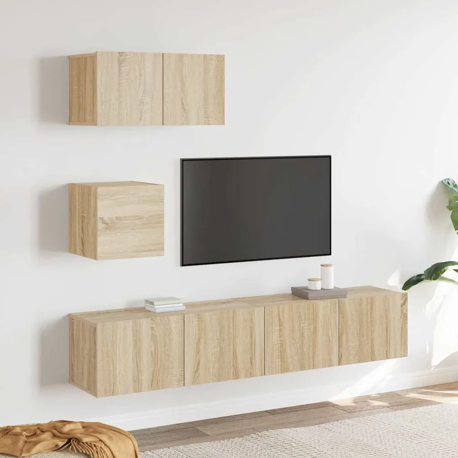 Ensemble de meubles TV 4 pcs Chêne sonoma Bois d'ingénierie