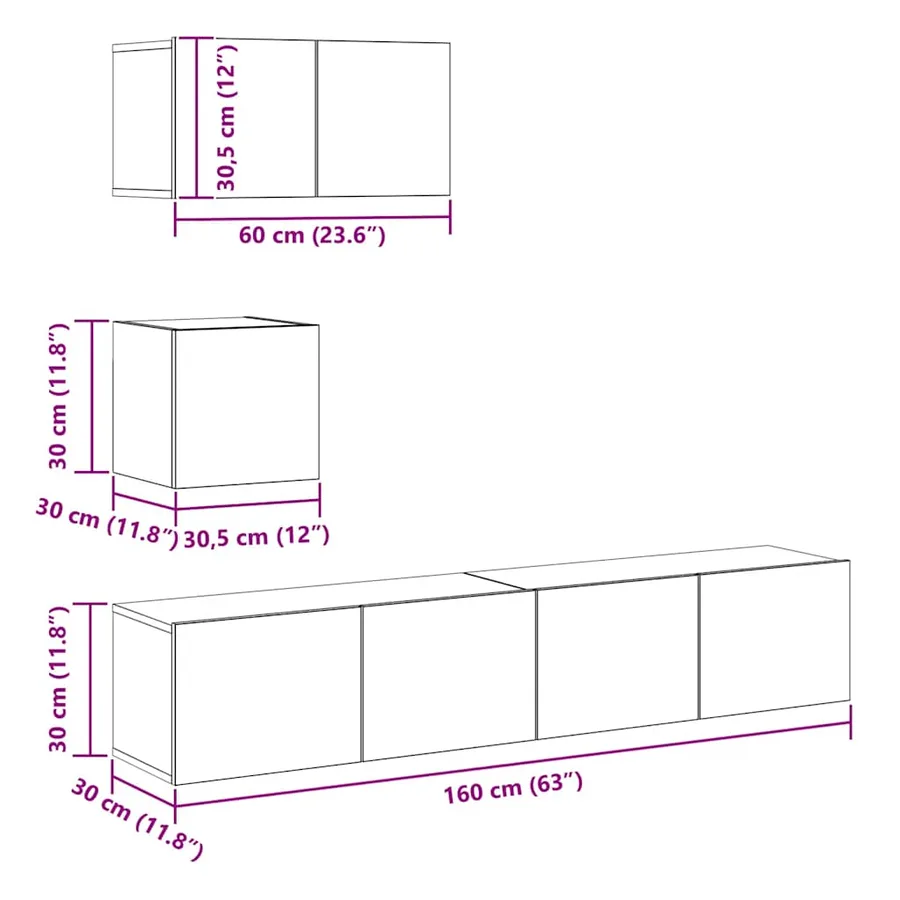 Ensemble de meubles TV 4 pcs Chêne sonoma Bois d'ingénierie - 15