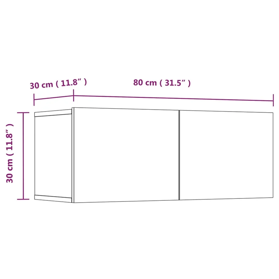 Meubles TV 4 pcs chêne sonoma 80x30x30 cm bois d'ingénierie - 12