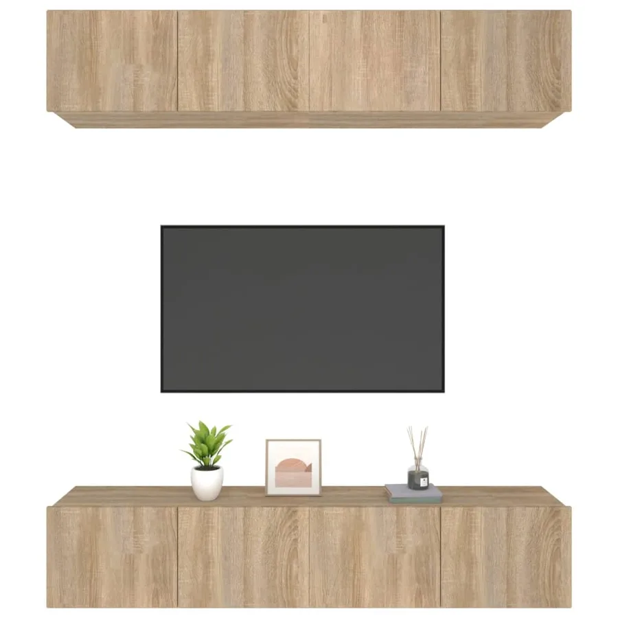 Meubles TV 4 pcs chêne sonoma 80x30x30 cm bois d'ingénierie - 4