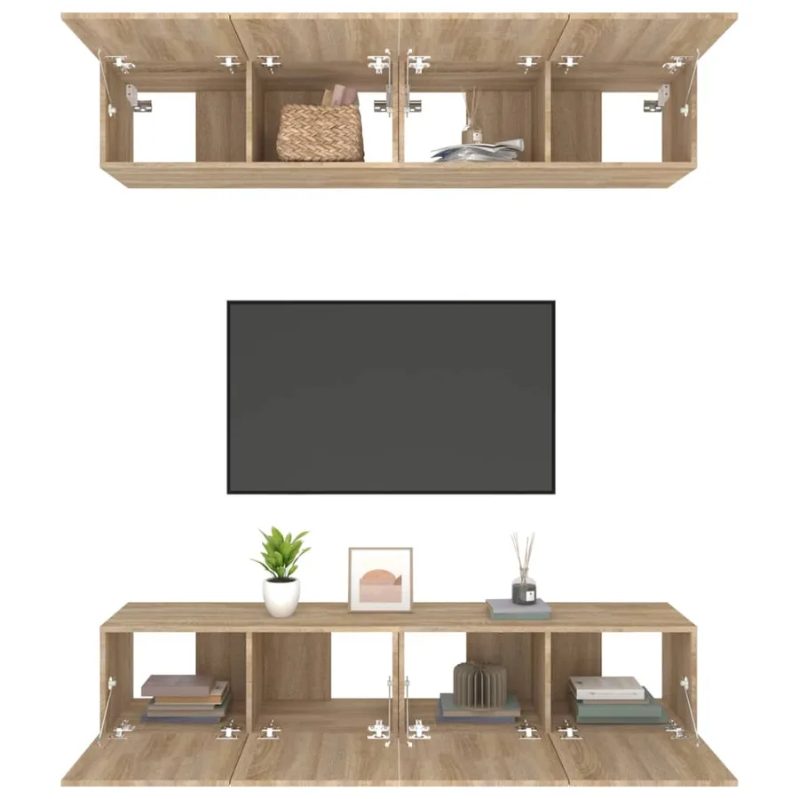 Meubles TV 4 pcs chêne sonoma 80x30x30 cm bois d'ingénierie - 5