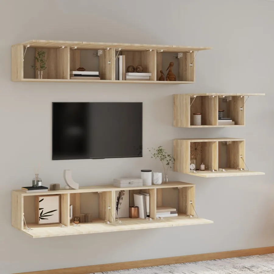 Ensemble de meubles TV 6 pcs Chêne sonoma Bois d'ingénierie - 6