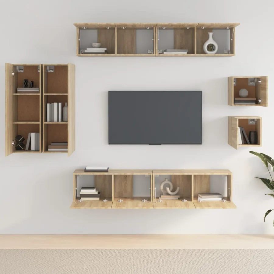 Ensemble de meubles TV 8 pcs Chêne sonoma Bois d'ingénierie - 3