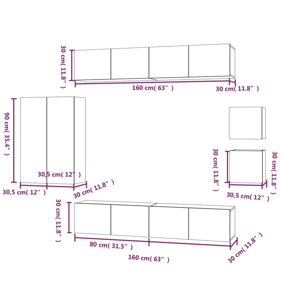 Ensemble de meubles TV 8 pcs Chêne sonoma Bois d'ingénierie - 8