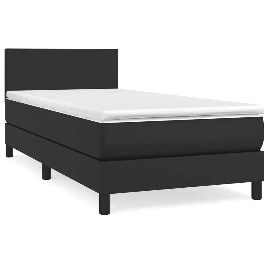 Sommier à lattes de lit avec matelas Noir 90x200 cm Similicuir - 2