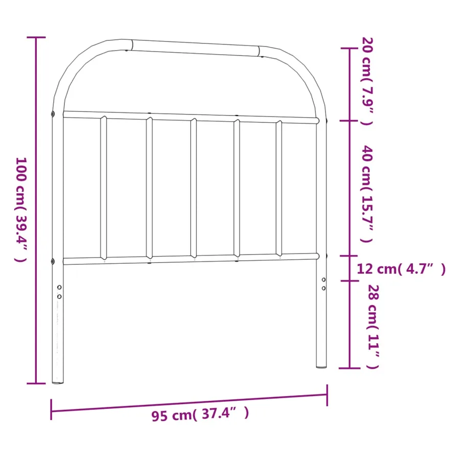 Tête de lit de remplacement métal noir 90 cm - 7