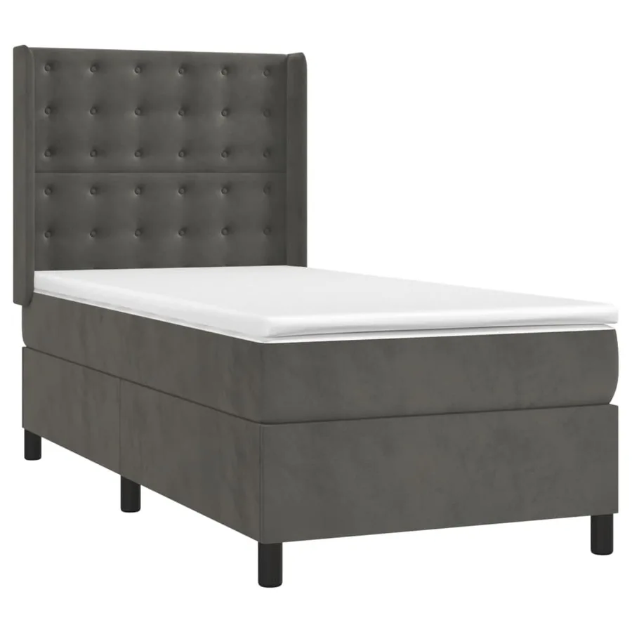 Sommier à lattes de lit matelas et LED Gris foncé 100x200 cm - 4