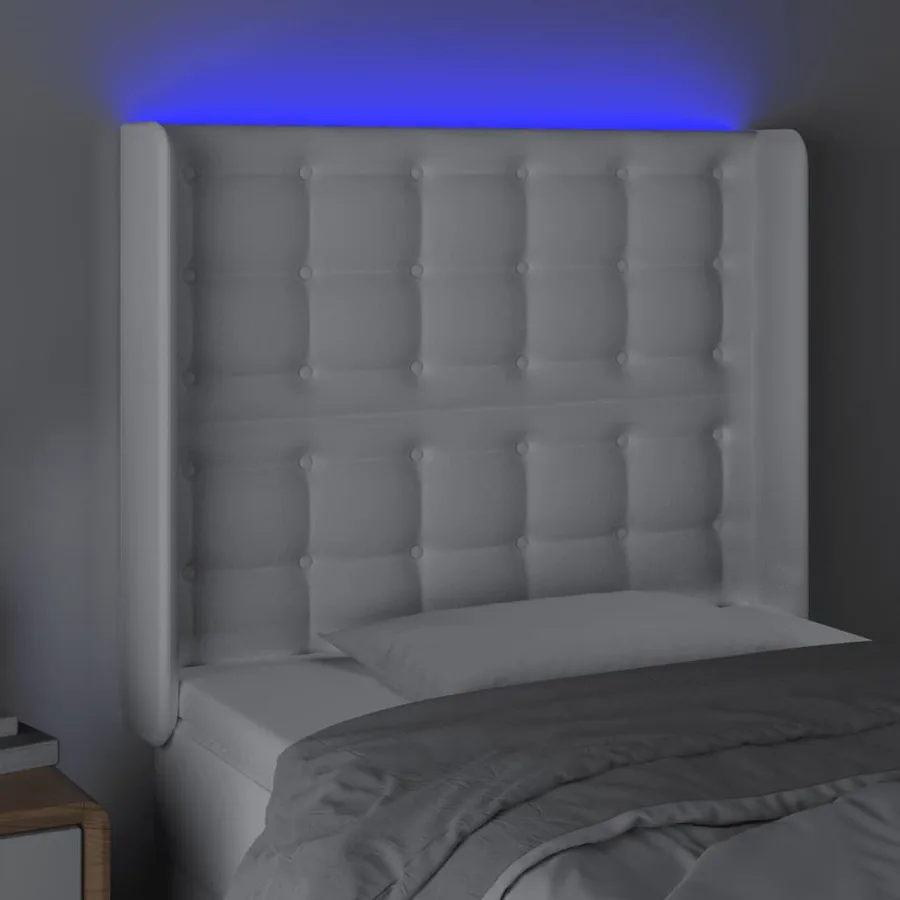 Tête de lit à LED Blanc 93x16x118/128 cm Similicuir - 4