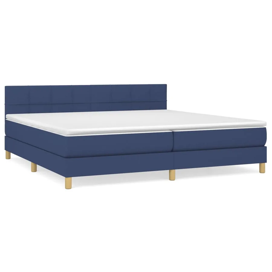 Sommier à lattes de lit avec matelas Bleu 200x200 cm Tissu - 2