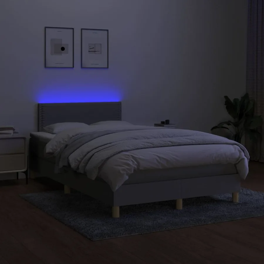 Sommier à lattes de lit matelas LED Gris clair 120x200 cm Tissu - 4
