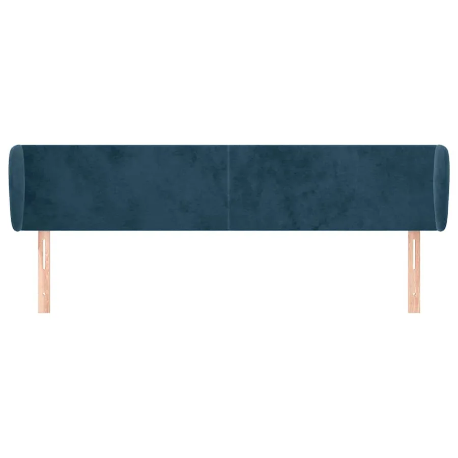 Tête de lit avec oreilles Bleu foncé 163x23x78/88 cm Velours - 3