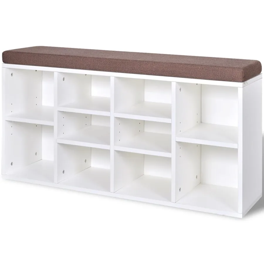 Banc de rangement à chaussures 10 compartiments Blanc - 2