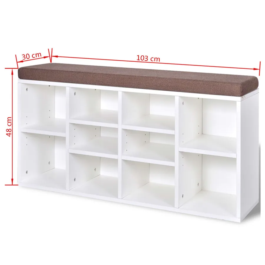 Banc de rangement à chaussures 10 compartiments Blanc - 5