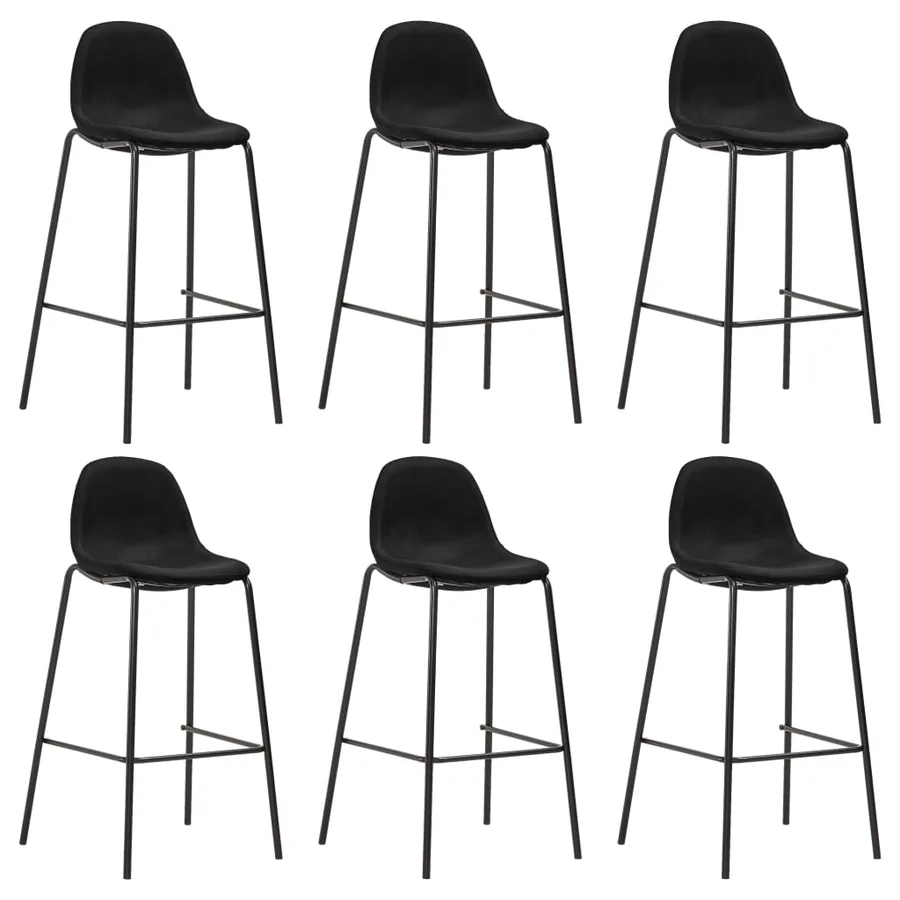 Chaises de bar lot de 6 noir tissu