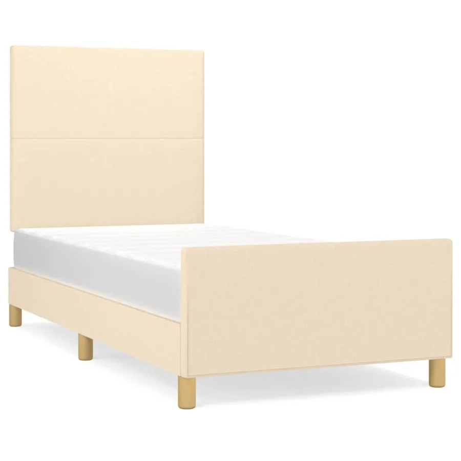 Cadre de lit sans matelas crème 90x190 cm tissu - 2