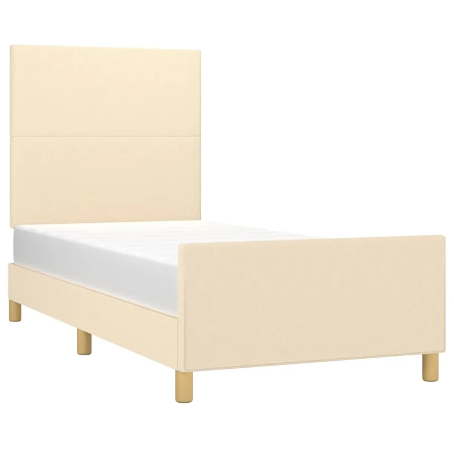 Cadre de lit sans matelas crème 90x190 cm tissu - 3