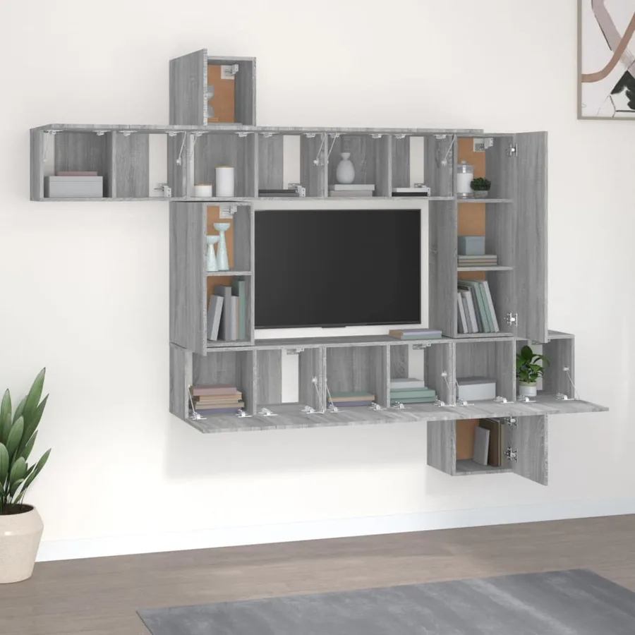 Ensemble de meubles TV 10 pcs Sonoma gris Bois d'ingénierie - 3