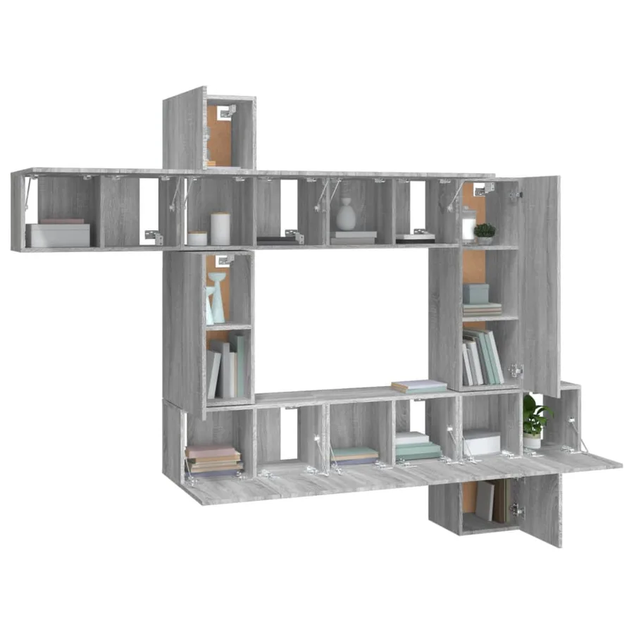 Ensemble de meubles TV 10 pcs Sonoma gris Bois d'ingénierie - 4