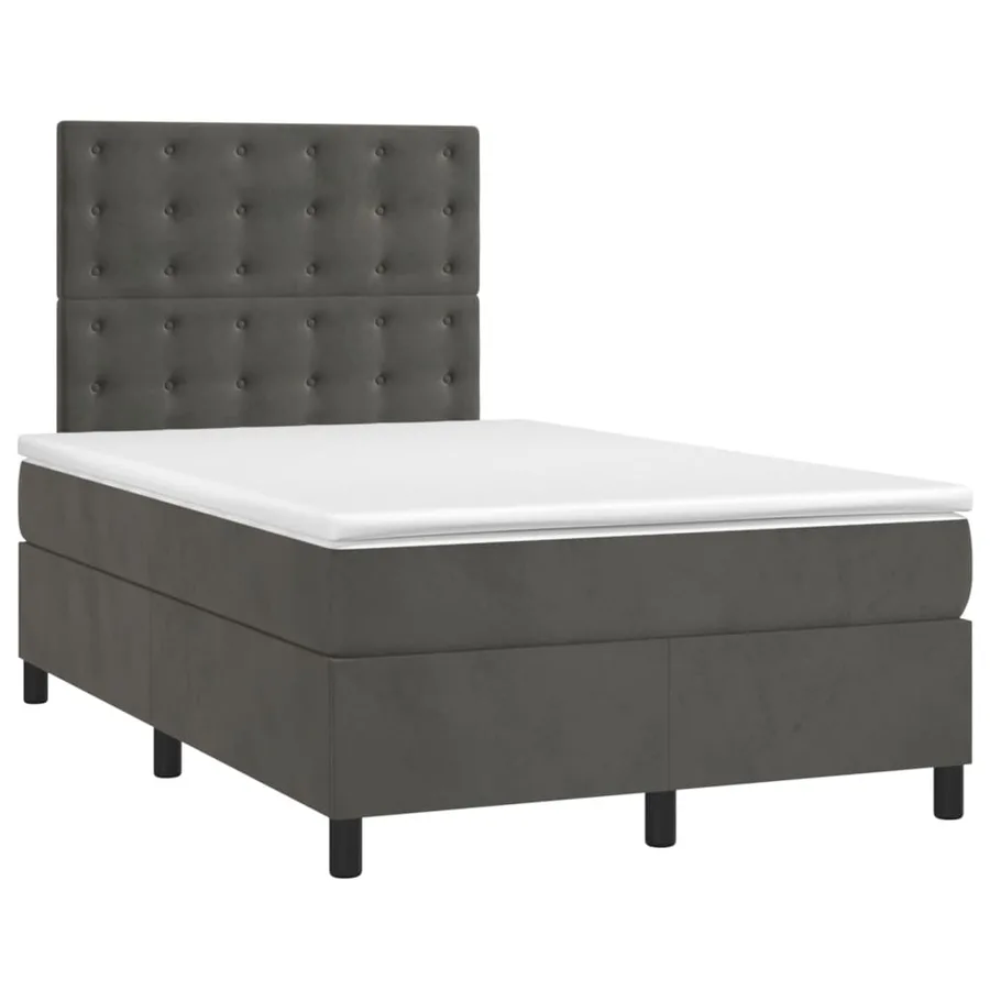 Sommier à lattes de lit matelas et LED Gris foncé 120x200 cm - 3