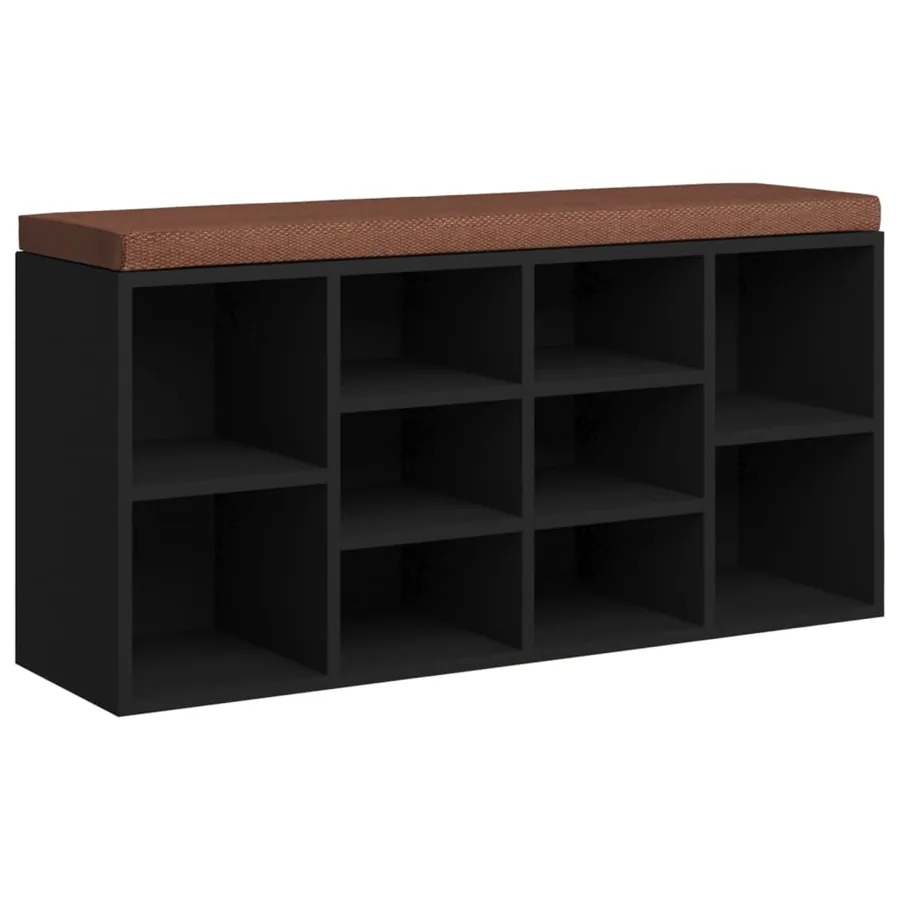 Banc à chaussures Noir 103x30x48 cm Bois d'ingénierie - 2