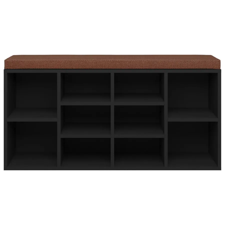 Banc à chaussures Noir 103x30x48 cm Bois d'ingénierie - 4