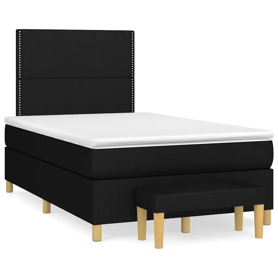 Sommier à lattes de lit avec matelas Noir 120x200 cm Tissu - 2
