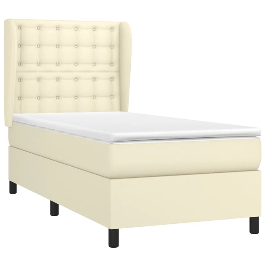 Sommier à lattes de lit avec matelas Crème 80x200 cm Similicuir - 3