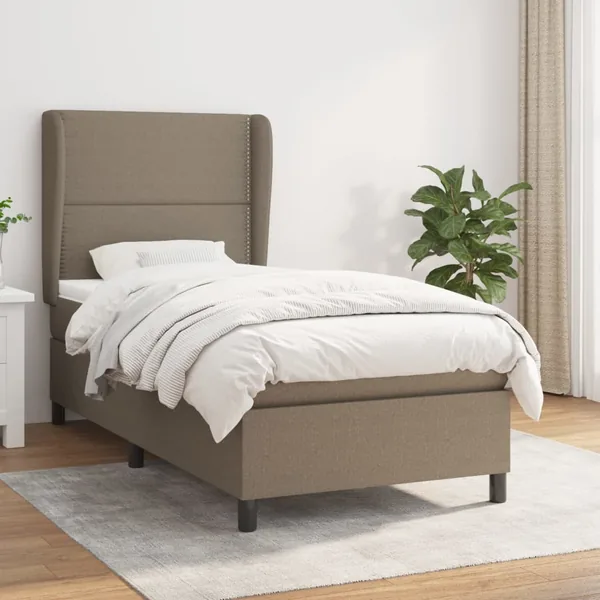 Sommier à lattes de lit avec matelas Taupe 90x190 cm Tissu