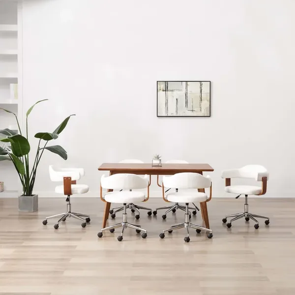 Chaises pivotantes à manger lot de 6 bois courbé et similicuir