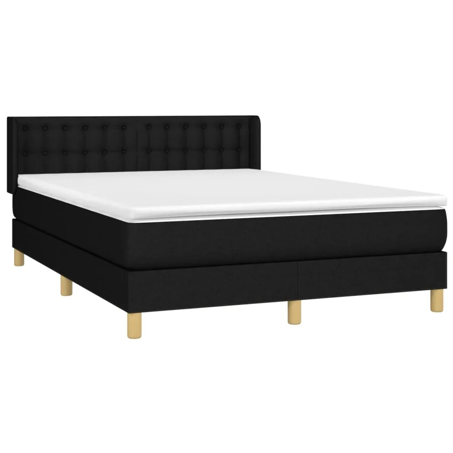 Sommier à lattes de lit avec matelas Noir 140x200 cm Tissu - 3