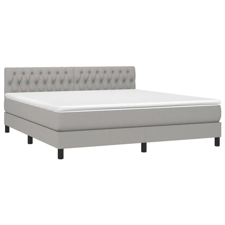 Sommier à lattes de lit et matelas et LED Gris clair 180x200 cm - 3
