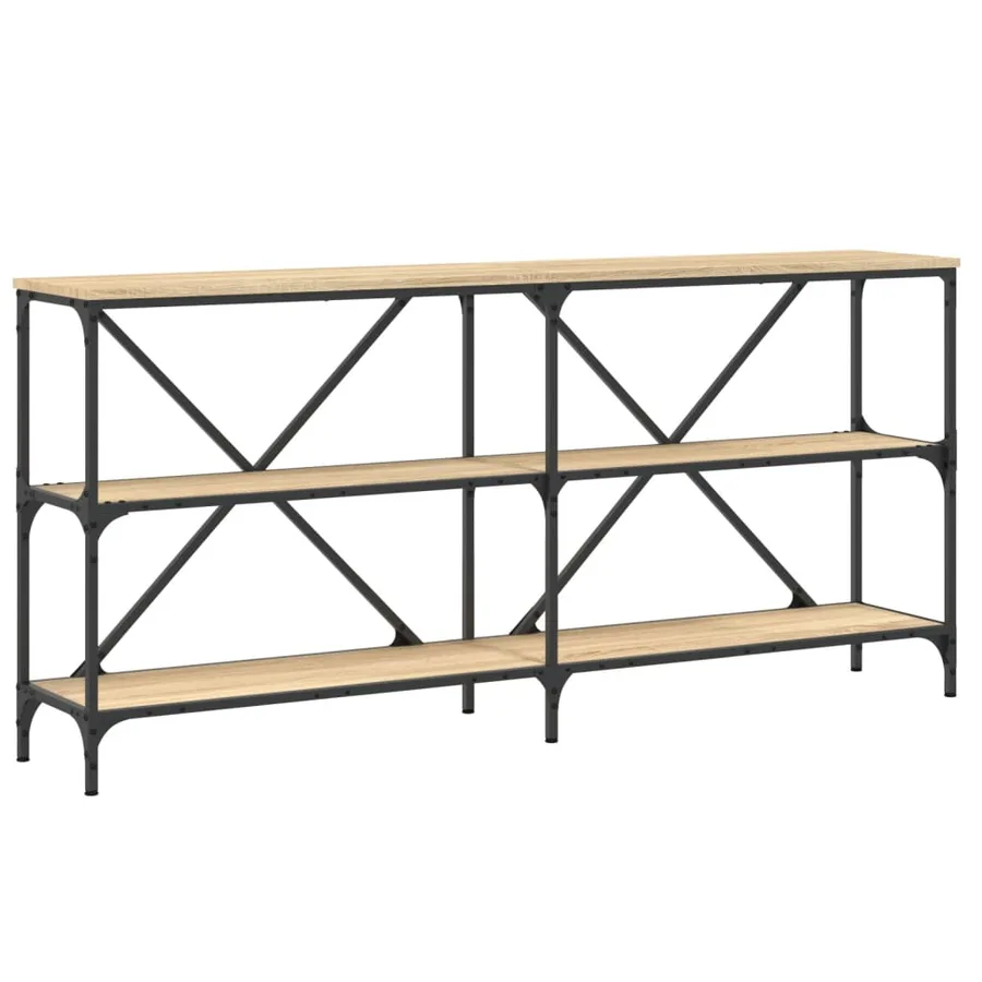Table console chêne sonoma 160x30x75cm bois d'ingénierie et fer - 2