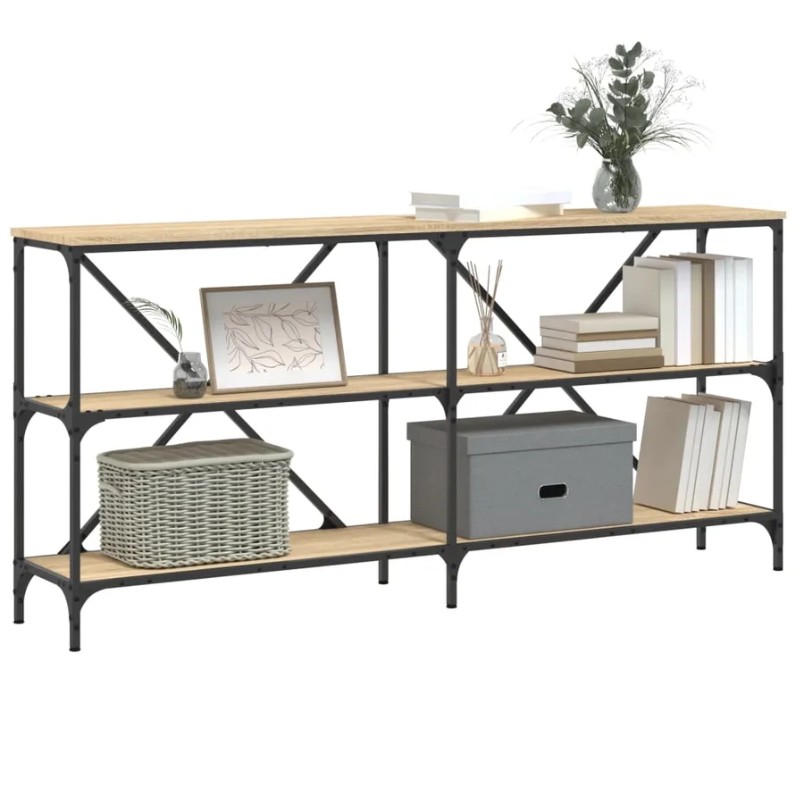 Table console chêne sonoma 160x30x75cm bois d'ingénierie et fer - 3