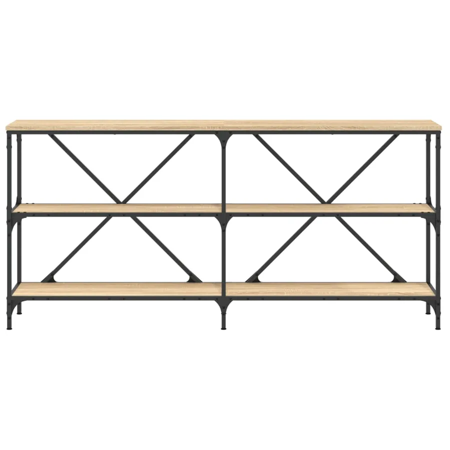 Table console chêne sonoma 160x30x75cm bois d'ingénierie et fer - 4