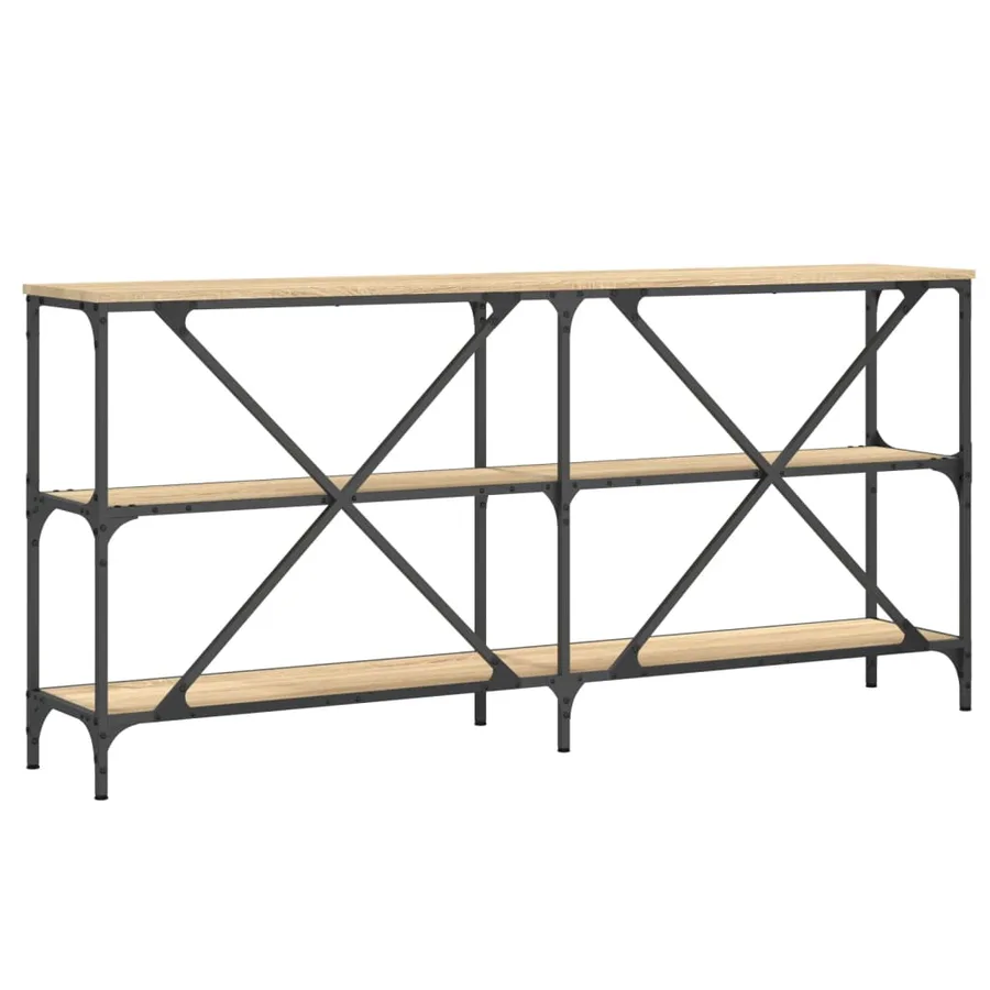 Table console chêne sonoma 160x30x75cm bois d'ingénierie et fer - 6