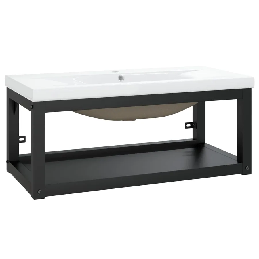 Cadre de lavabo de salle de bain vasque à encastrer Noir Fer - 2