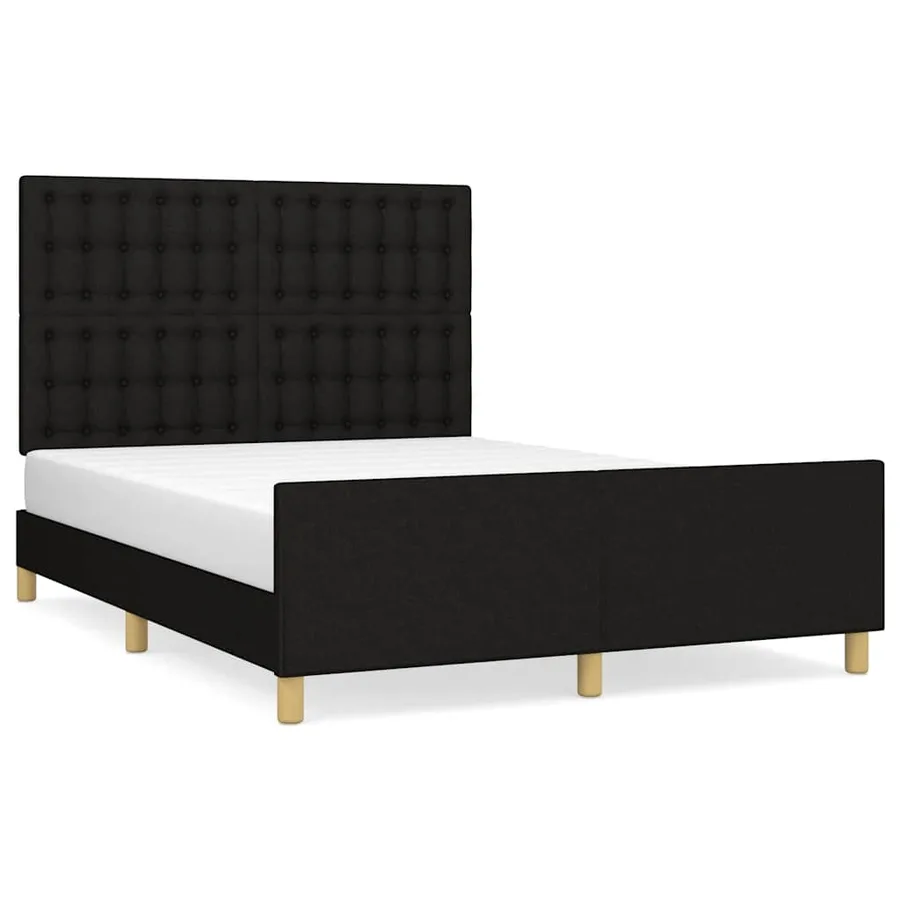 Cadre de lit sans matelas noir 140x200 cm tissu - 2