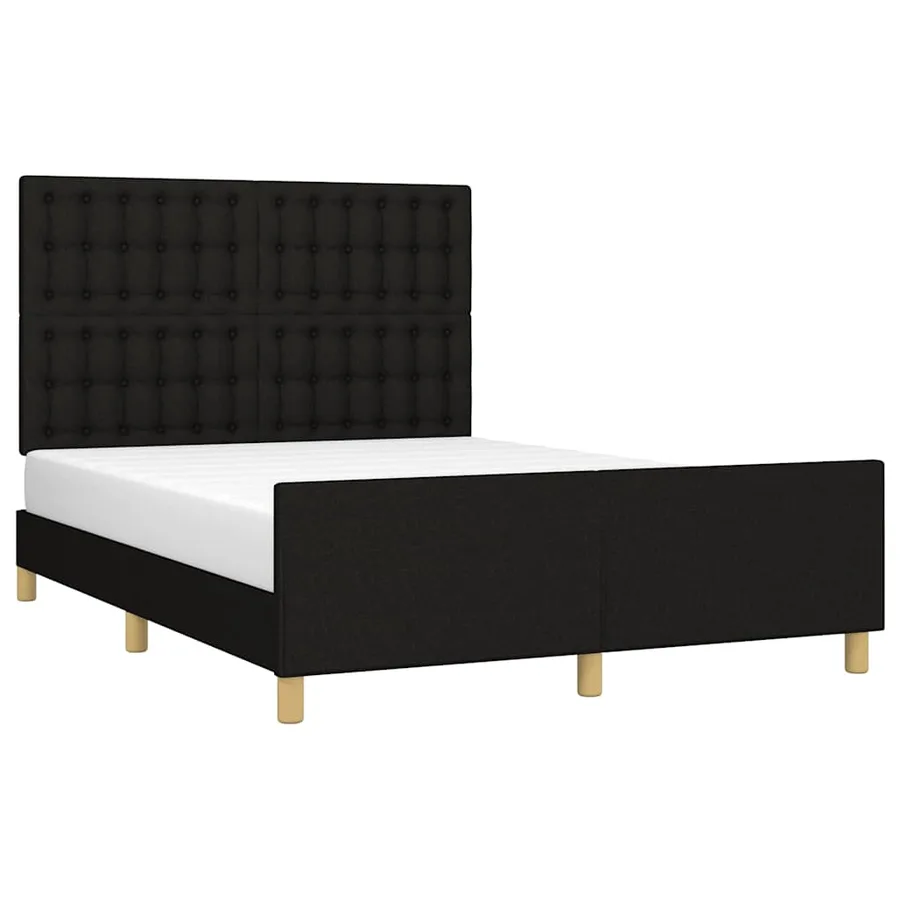 Cadre de lit sans matelas noir 140x200 cm tissu - 3