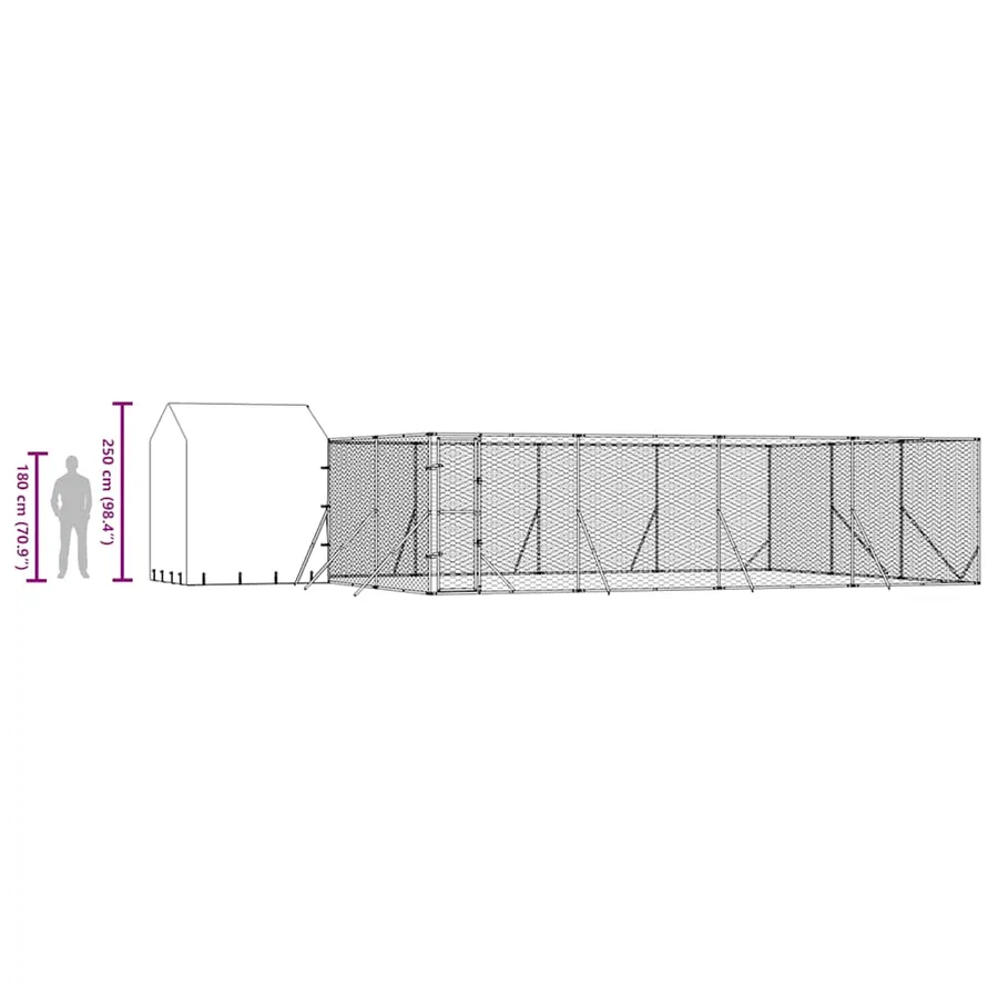 Chenil d'extérieur pour chiens avec toit argenté 10x6x2,5 m - 10