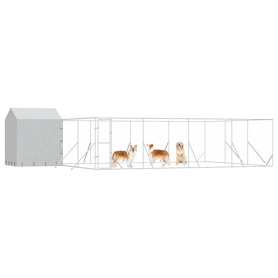 Chenil d'extérieur pour chiens avec toit argenté 10x6x2,5 m - 3
