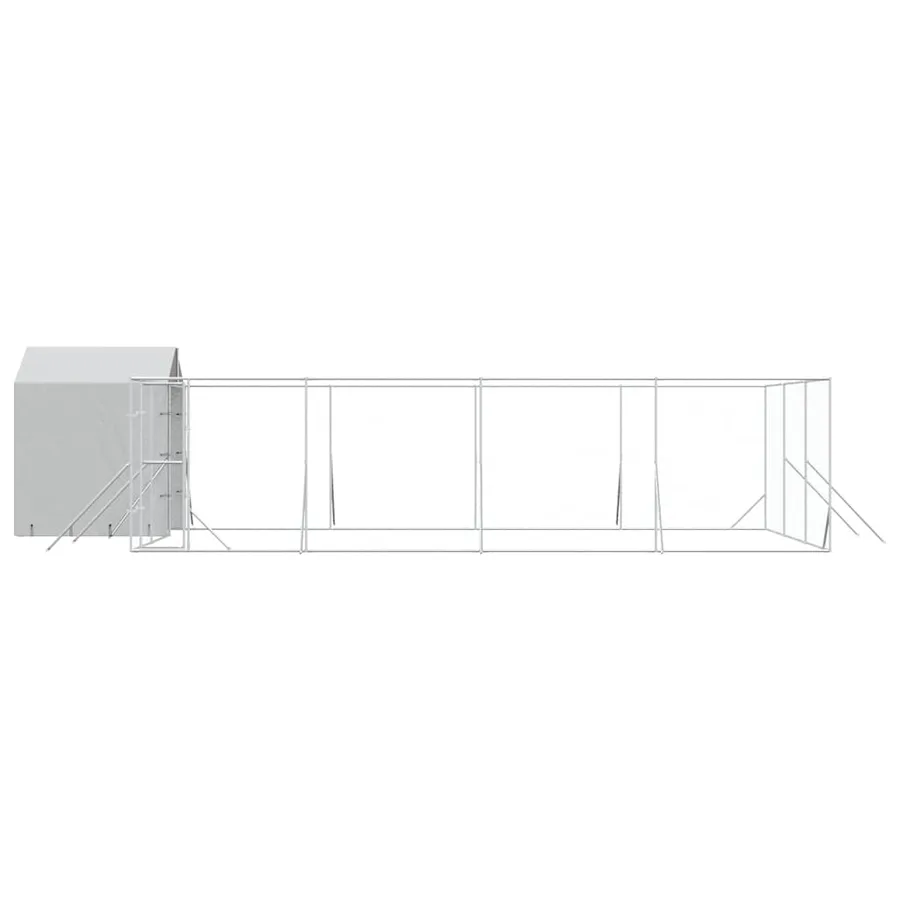 Chenil d'extérieur pour chiens avec toit argenté 10x6x2,5 m - 4