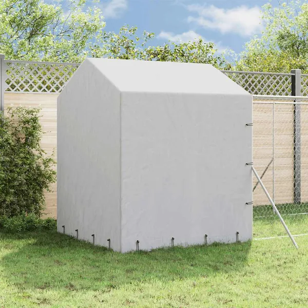 Chenil d'extérieur pour chiens avec toit argenté 2x14x2,5 m