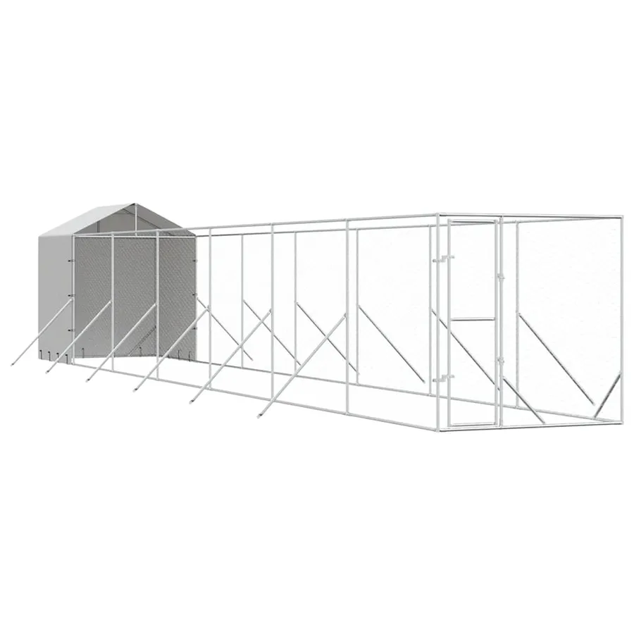 Chenil d'extérieur pour chiens avec toit argenté 2x14x2,5 m - 2