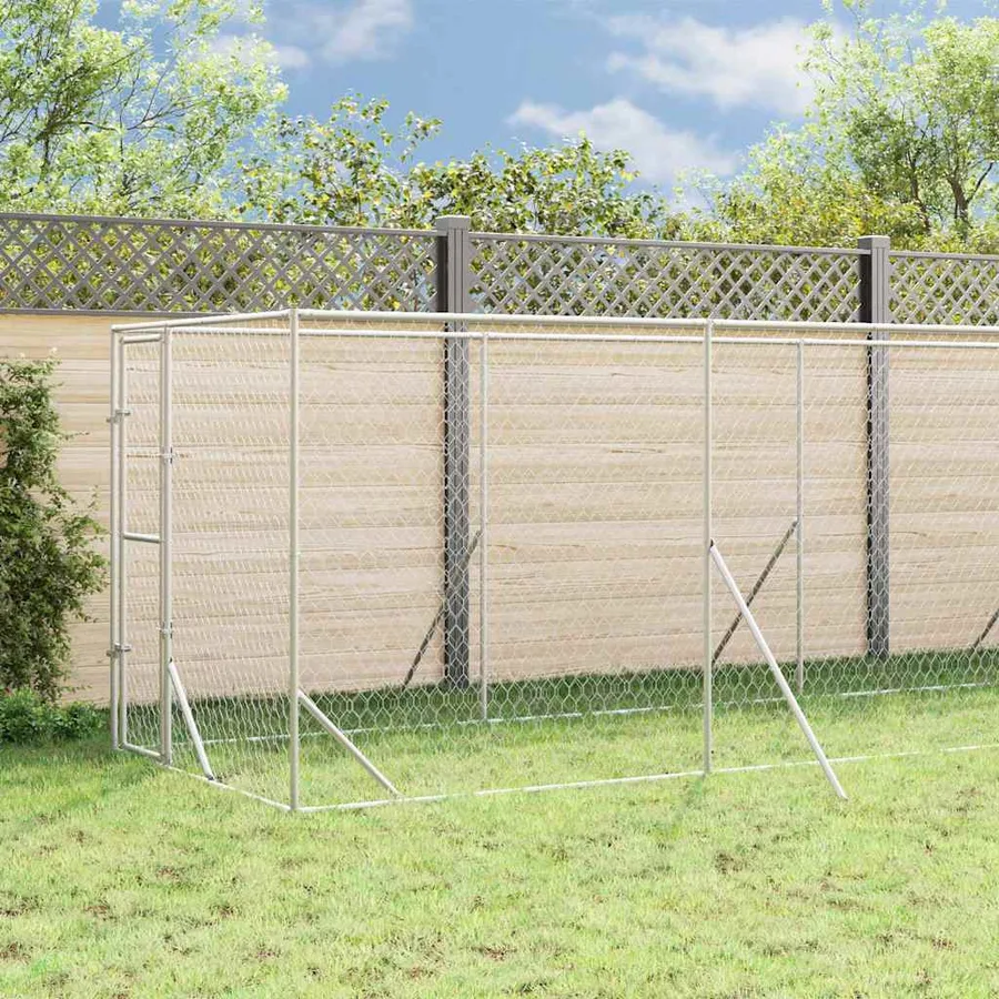 Chenil d'extérieur pour chiens avec toit argenté 2x14x2,5 m - 3