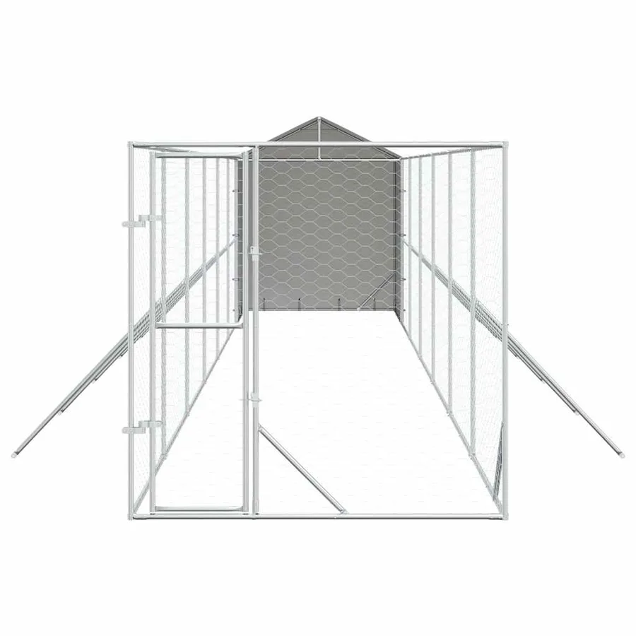 Chenil d'extérieur pour chiens avec toit argenté 2x14x2,5 m - 5