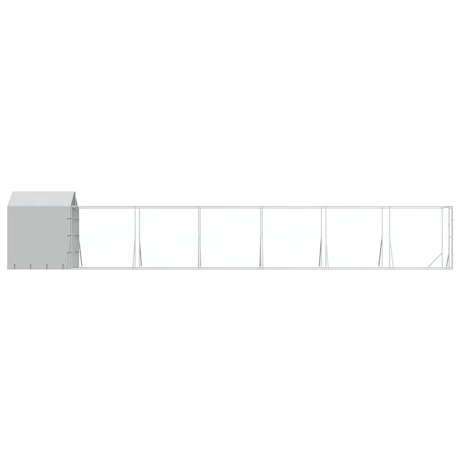 Chenil d'extérieur pour chiens avec toit argenté 2x14x2,5 m - 6
