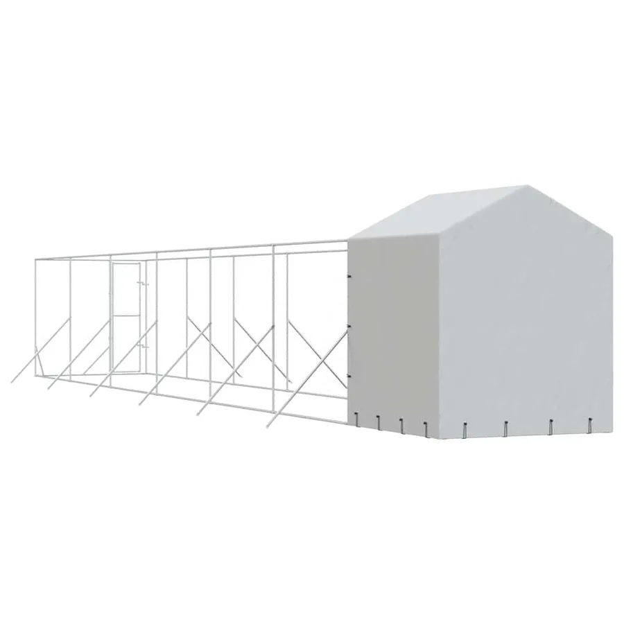 Chenil d'extérieur pour chiens avec toit argenté 2x14x2,5 m - 7