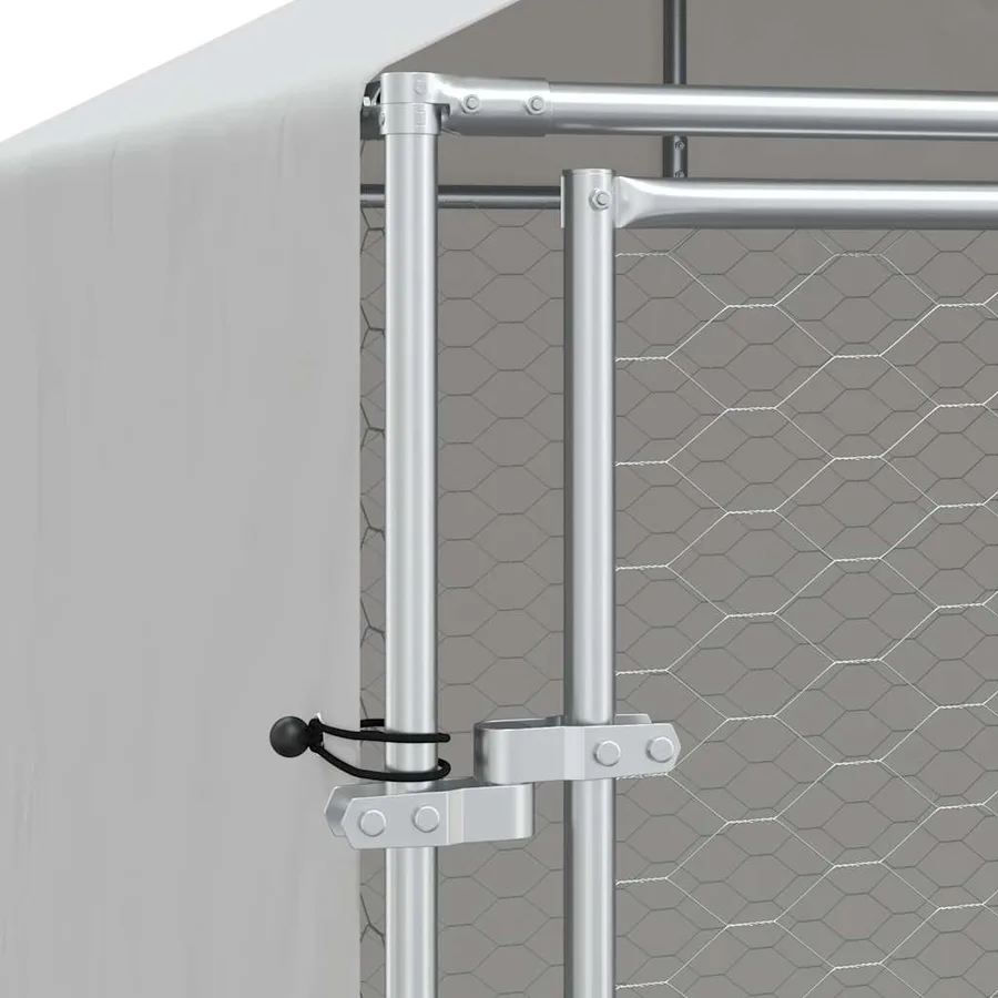 Chenil d'extérieur pour chiens avec toit argenté 2x14x2,5 m - 8